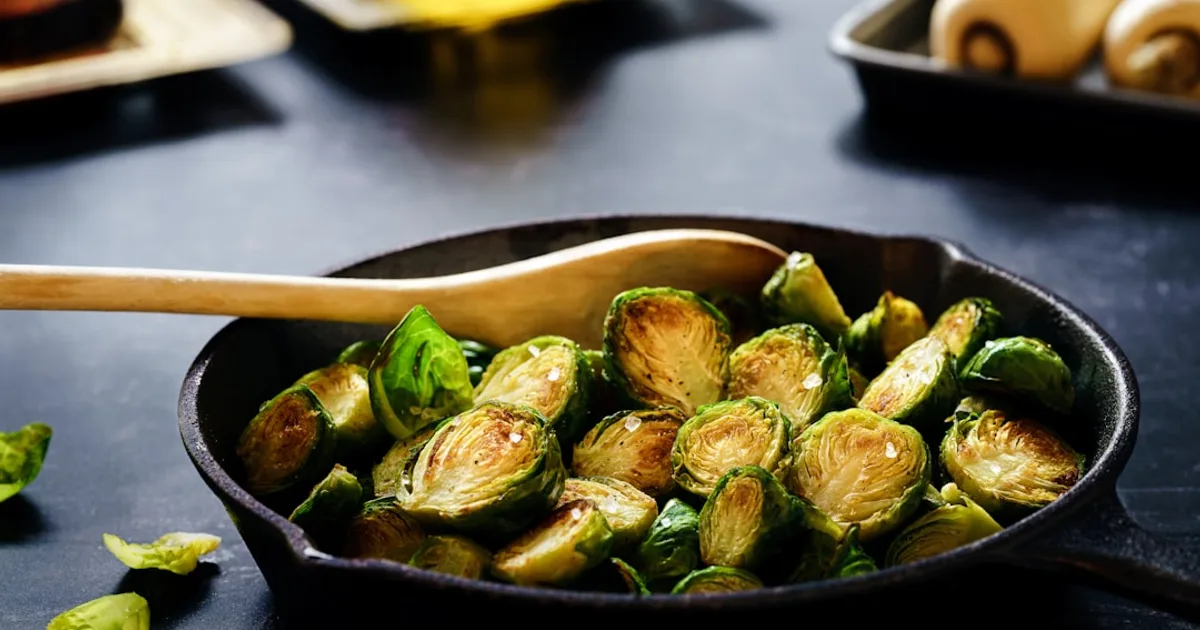 Brussels Sprouts growing in a garden