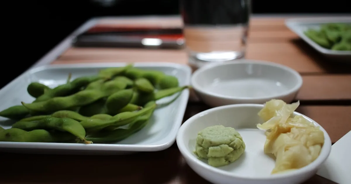 Edamame growing in a garden