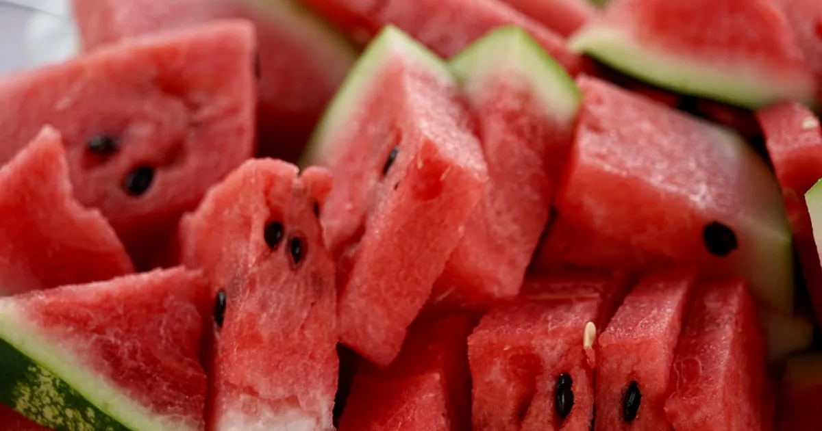 Watermelon growing in a garden